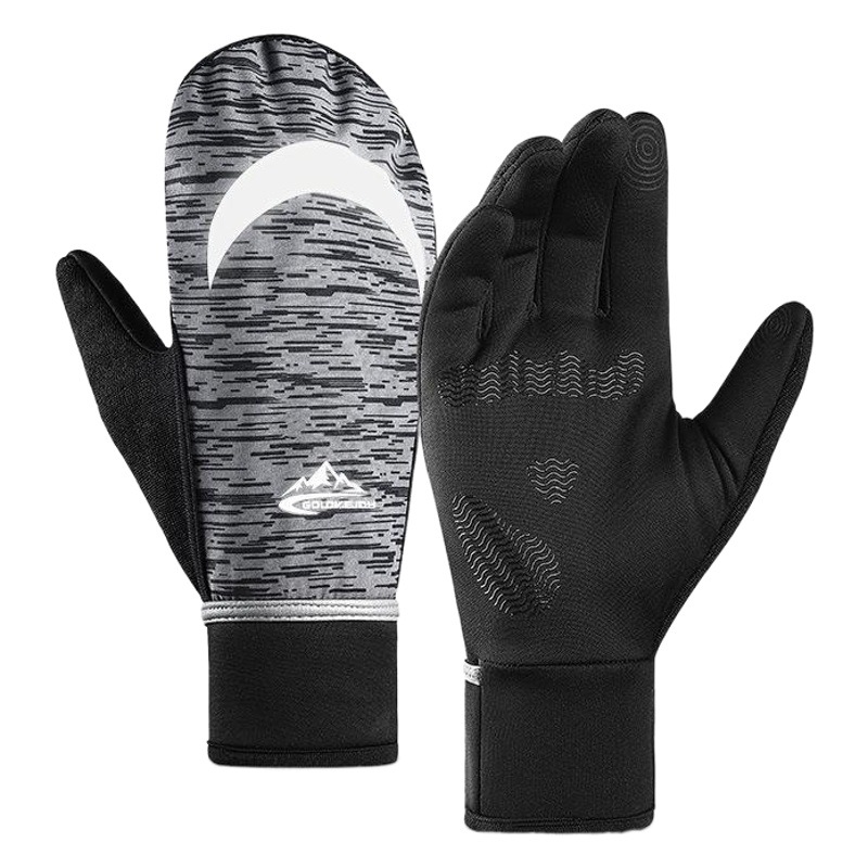 Nuevo ciclismo al aire libre guantes calientes combinación de doble uso cubierta a prueba de viento mano espalda sudor tela reflectante antideslizante guantes de pantalla táctil