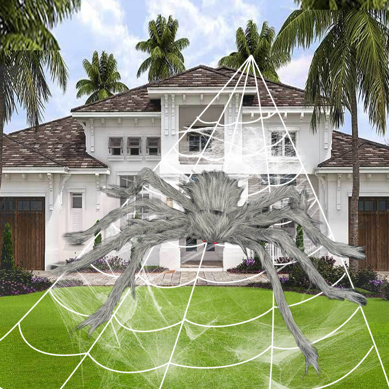 Halloween Plush Gray Hairy Spider Horror House Horror Plush Props Big Spider Artificial Scary Haunted House Party Road Halloween Plush Gray Hairy Spider Horror House Horror Plush Props Big Spider Artificial Scary Haunted House Party Road