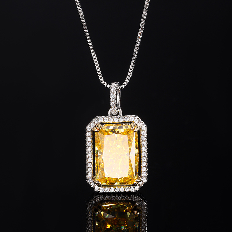 2024 nueva joyería Zhuang Shengsheng, diamante con alto contenido de carbono, flor de hielo, diamante amarillo cortado, traje de moda con incrustaciones de cobre 10*14-10*12