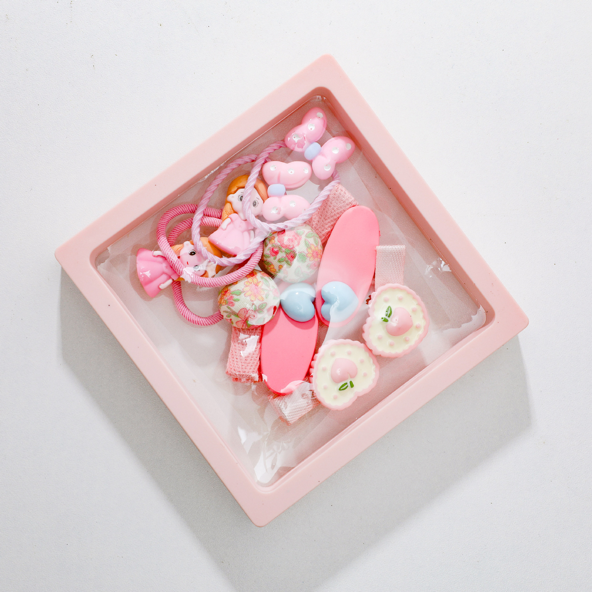 Juego de accesorios para el cabello en caja de 10 piezas-rosa