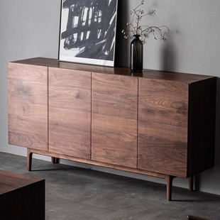 Nordic Black Walnut Color Solid Wood Three-bucket Simple Japanese-style Living Room Entrance Modern Bedroom Storage Storage Edges