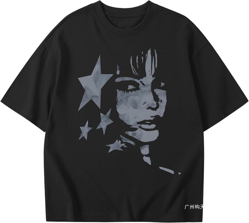 Cross-Border European Size Kelxjia Pattern T-Shirt Women's Y2K Streetwear Shirt Aesthetic Rock Retro Cross-Border European Size Kelxjia Pattern T-Shirt Women's Y2K Streetwear Shirt Aesthetic Rock Retro