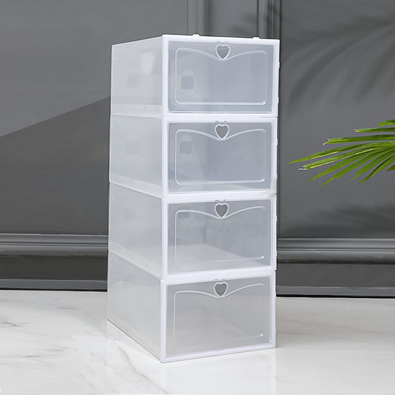 Factory direct supply shoes storage box pp transparent plastic thick shoe box flip shoe box household goods storage box
