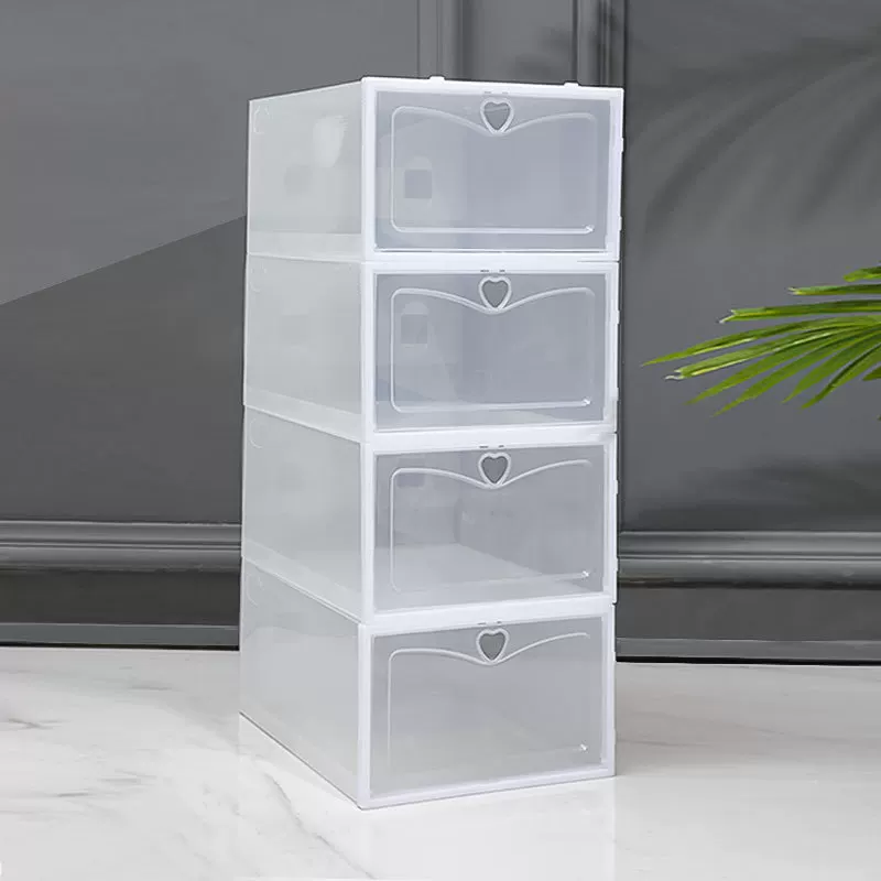 Footwear Storage Box, Thickened Transparent Plastic, Stackable Shoe Organizer, two sizes