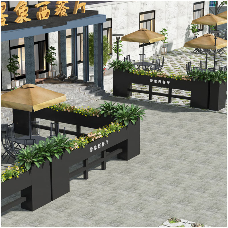 Iron flower box outdoor municipal scenic spot flower jar combination catering milk tea shop external fence flower trough rack square fence Iron flower box outdoor municipal scenic spot flower jar combination catering milk tea shop external fence flower trough rack square fence