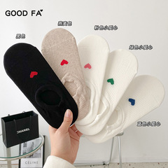 GOOD FA 2023年春夏新款女襪子坑條棉質彈力愛心隱形小白襪 23139