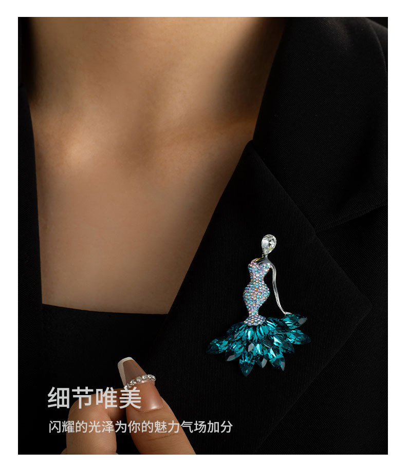 欧美高档奢华美人鱼胸针新款灵动百搭个性胸花小众高级