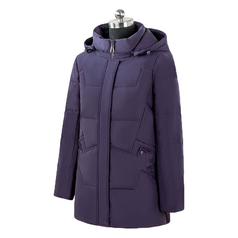 Оптовая продажа от производителя: новая модель пуховика 2025 года для женщин среднего и старшего возраста, средней длины, больших размеров, утепленное зимнее пальто для мам.