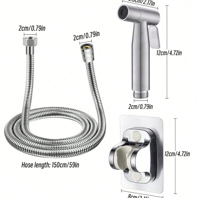 Grey high-pressure spray gun companion, bathroom flushing, handheld nozzle, toilet, feminine wash, small showerhead undefined