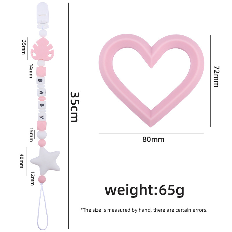 Bebé suministros de dibujos animados hojas mordedor bebé estrella grande molar juguete DIY bebé nombre chupete cadena traje