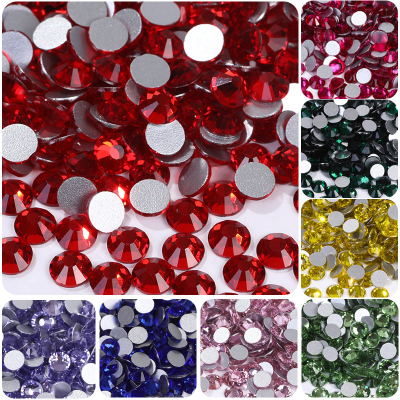 King Fan Diamond Glass Flats Bottom Diamond Nail Art Jewelry Accessories DIY Mobile Phone Case Round Crystal National Trade Diamond Wholesale