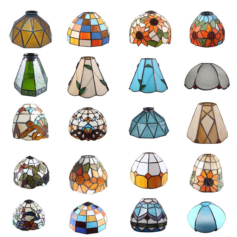 Tiffany European Retro Tiffany Stained Glass Lampshade for Melted Wax Aromatherapy Lamp Chandelier Table Lamp Wall