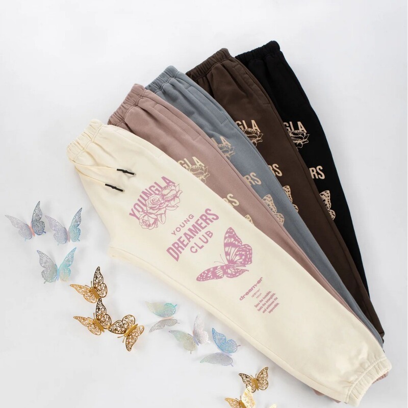 YOUNGLA American Sports Pants Gym Bodybuilding Running Training Pants Cotton terry printed bouquet foot trousers