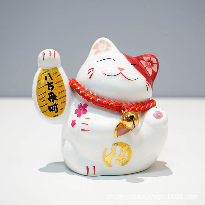 Fortuna gato miles de dos adornos pequeño tamaño lindo cerámica decoración del hogar creativo empresa actividad pequeño regalo logo