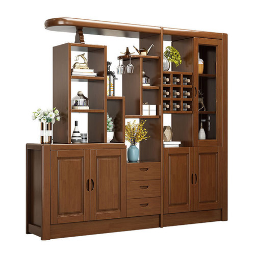 Chinese style solid wood hall cabinet, simple modern multi-specification wine cabinet, living room storage cabinet, functional partition entrance cabinet wholesale