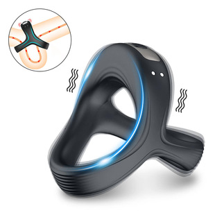 Foreign trade hot sale vibration lock essence silicone ring penis vibrator adult products, default bag delivery