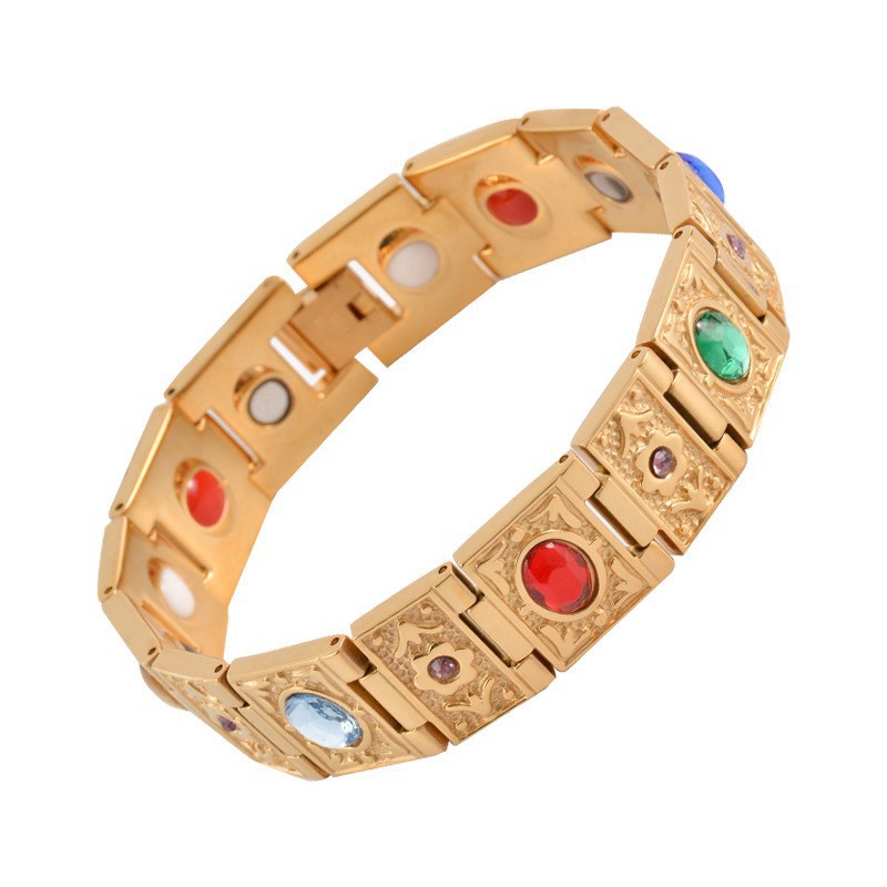 Bracelet 1pc explosive spot colorful crystal men's magnet health germanium magnetic titanium steel_ipsvogv.com