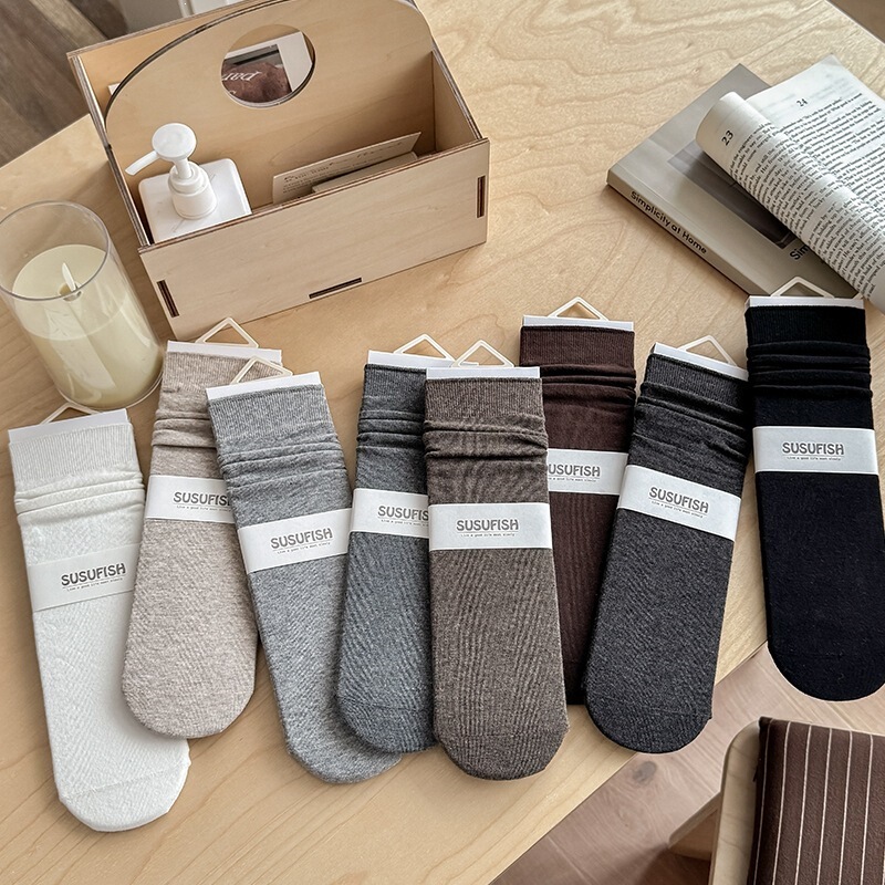 Melard socks, women's mid-calf socks, dark gray, slouch socks, women's autumn and winter long socks, loafers socks, spring and autumn cotton socks