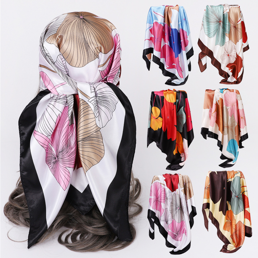 113g Weight Silk Scarf Classification Women's Lady Flower Satin Printing Silk Scarf