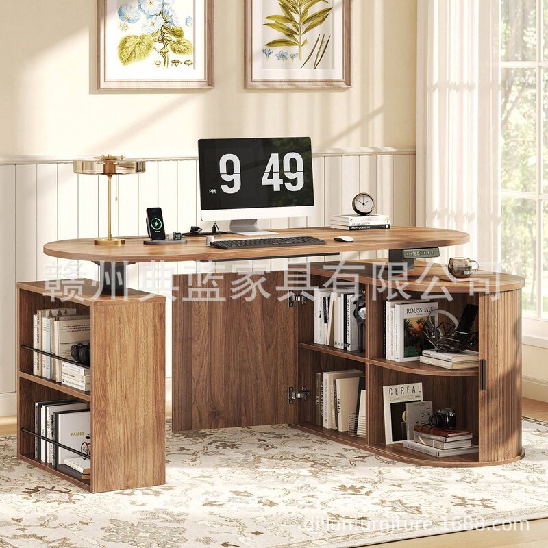 2026 New Design Ergonomic Electric Standing Desk with Adjustable Height, L-Shaped Wooden Office Computer Desk