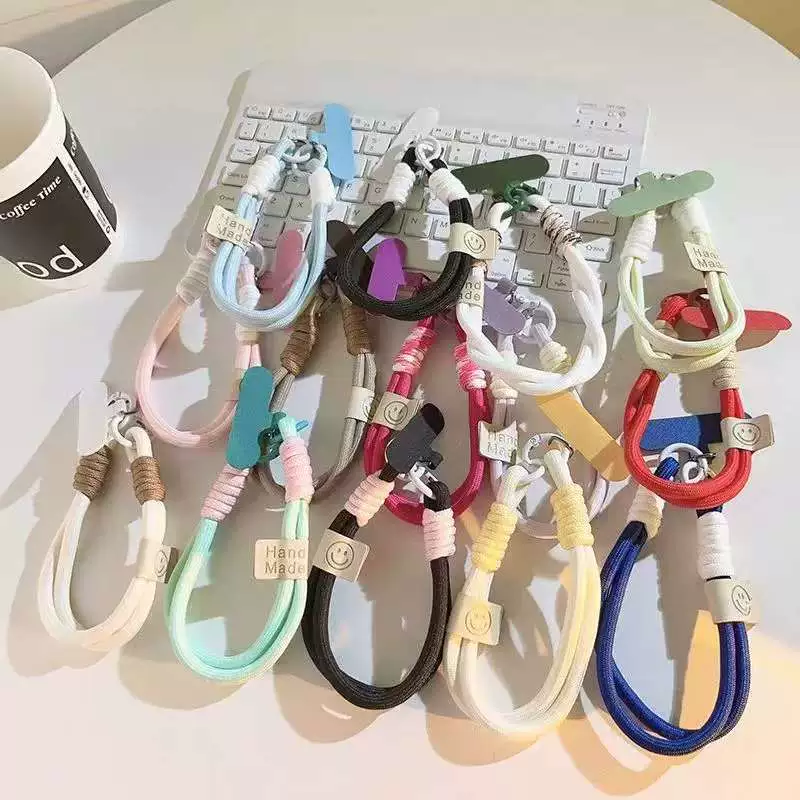 Новая минималистская цветная ручная плетеная веревка брелок универсальный чехол для телефона ремешок для ключей автомобиля двойной браслет