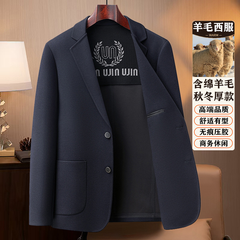 2025 Autumn and Winter New Casual Suit Jacket for Middle-Aged Men Woolen Suit Korean Style Slim Single Suit Jacket for Men