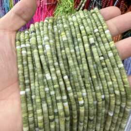 水晶天然石2*4mm直角橄榄绿直切扁珠隔片散珠子半成品diy饰品配件