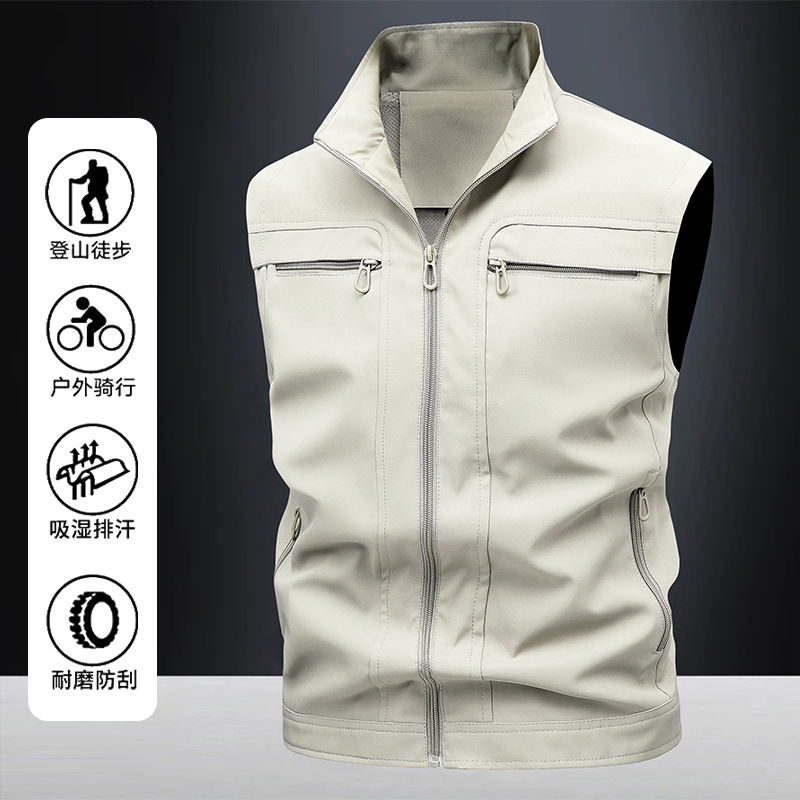 Verano montaña pesca al aire libre fotografía herramientas chaleco chaleco fino a prueba de viento chaleco de comercio exterior hombres multibolsillo personalizado