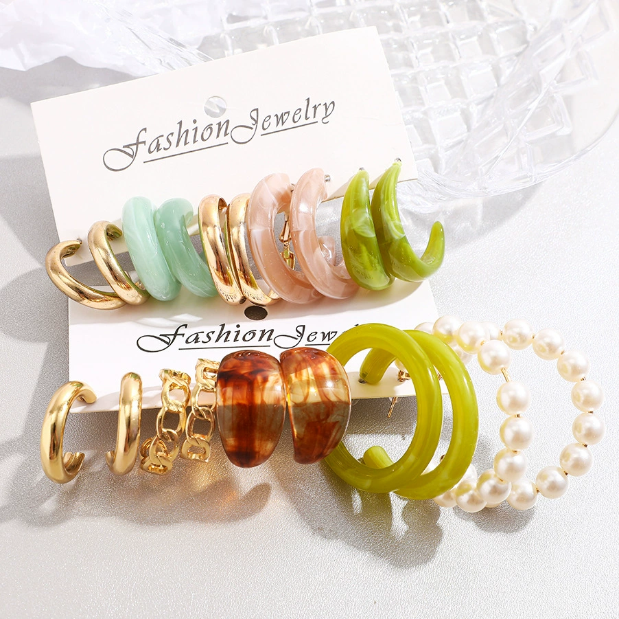 Творческие ретро серьги из жемчуга, набор из акрила и металла, европейский стиль, для импорта