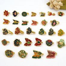 古法金手绳扣头压襟扣配件铜镀金滴油蝴蝶扣莲花蝴蝶扣烧蓝保色