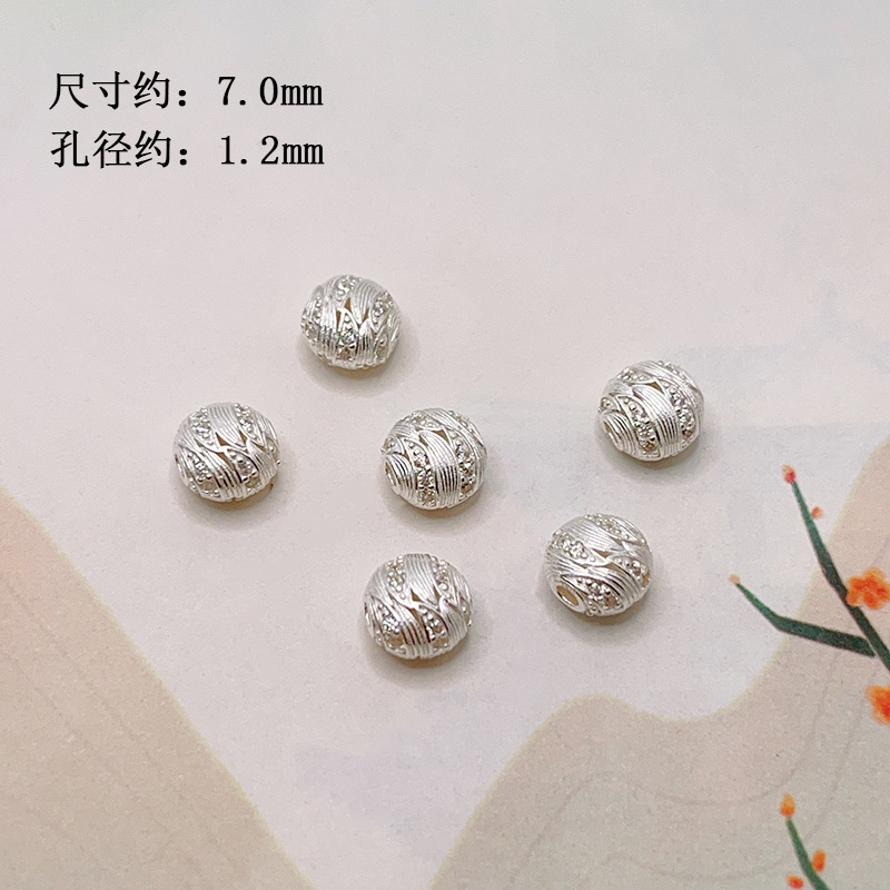 S925 silver, gold-plated, four-leaf clover, yellow Buddha of Wealth, bamboo joint spacer beads, barrel beads, accessories for bracelets, necklaces, and DIY jewelry making