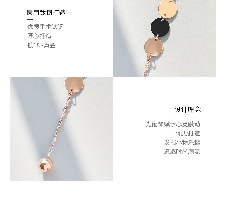 Disc Tassel Titanium Steel Necklace display picture 11