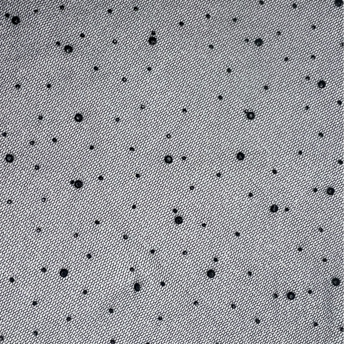 工厂直销黑色银丝六角网微弹不规则烫钻网布连衣裙礼服网纱面料