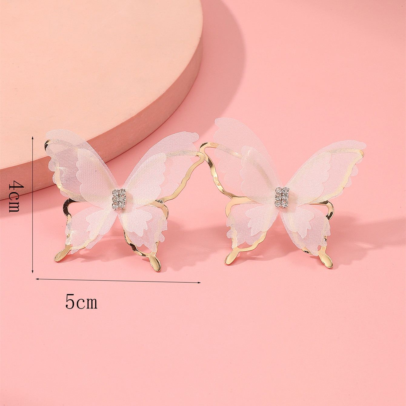Korean Version Of Hollow Double Layer Butterfly Stud Earrings display picture 2