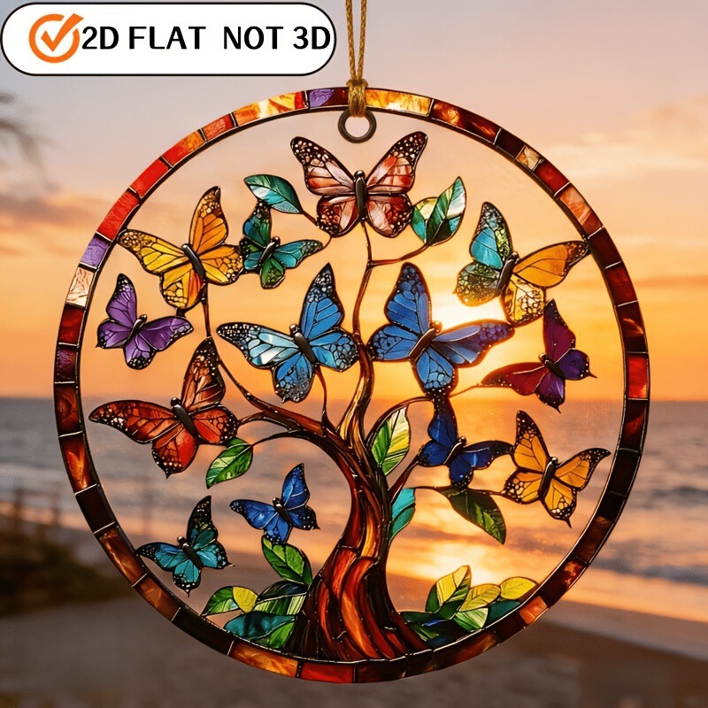 Cross-Border Popular Butterfly Acrylic Light-Catching Ornament for Living Room and Garden Decoration, Home Decor, Colorful Window Hanging Piece
