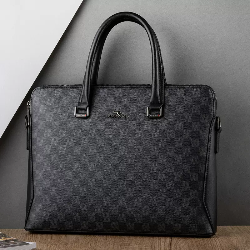 工厂批发男士商务公文包 单肩斜挎潮牌PVC跨境多格层男士手提包