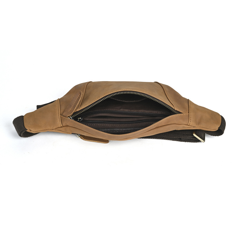 Bolso de la cintura de cuero de Caballo Loco de los hombres retro hecho a mano primera capa de piel de vaca bolsa de mensajero de cuero genuino al aire libre coreano deportes de equitación bolso de los hombres