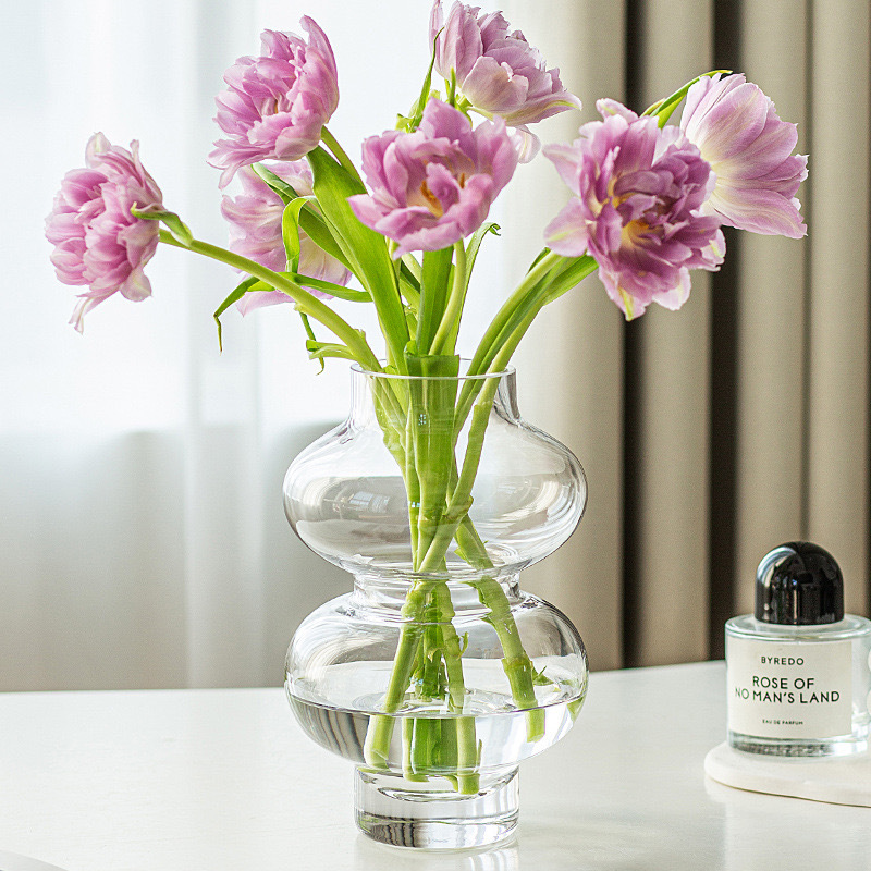 Ornamentación de vasos de flores para la sala de estar, vidrio de alta calidad, retro medieval, estilo francés, crema, viento, mesa de comedor de arte pequeña