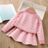 Sweater, demi-season set, small princess costume with bow, western style, Chanel style, long sleeve