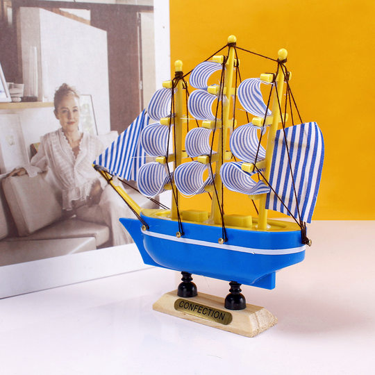 14cm Plastic Sailboat Mediterranean Style Creative Desktop Decoration Smooth Start of School Season Cake Dress Up