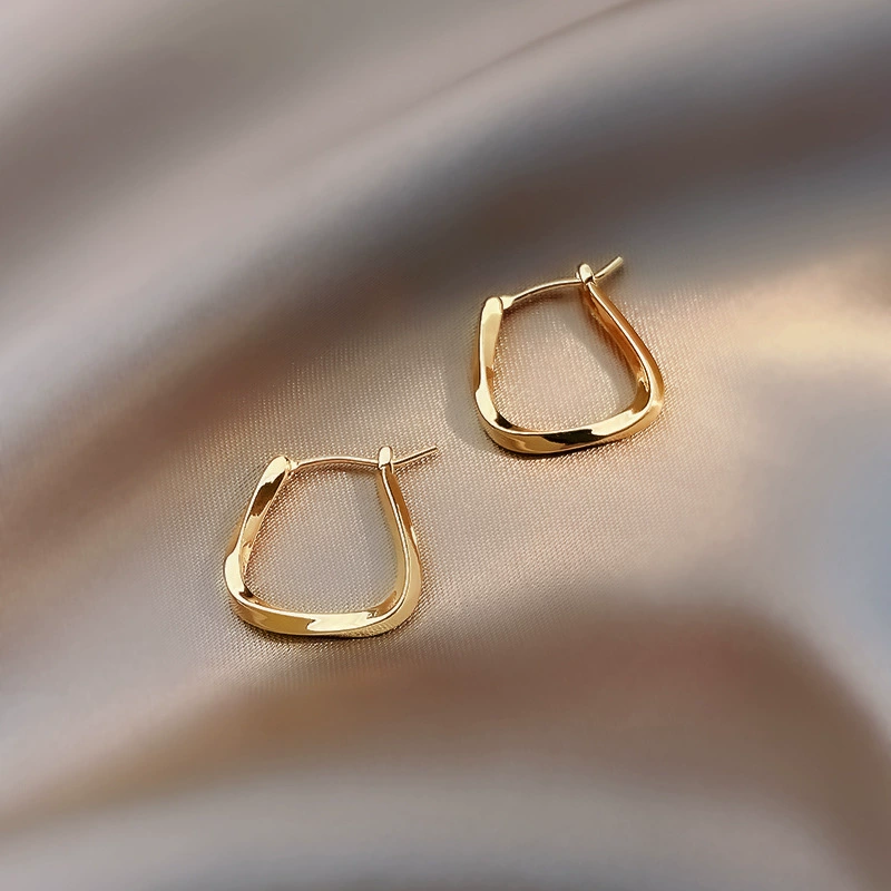 Square Earrings, Copper Base with Platinum or Gold Plating, Geometric Minimal Pair