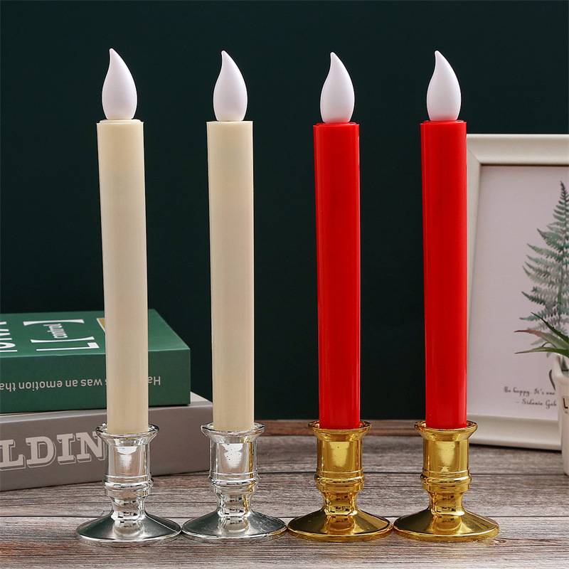 Electronic candle light with long rod, smokeless, flameless simulation, candle church wedding venue atmosphere decoration prop
