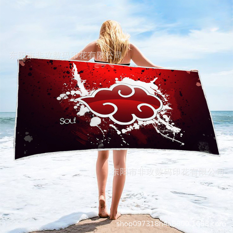 Hot Selling Day Long Painting Naruto Bath Towel Square Beach Towel Microfiber Quick-drying Printed Towel