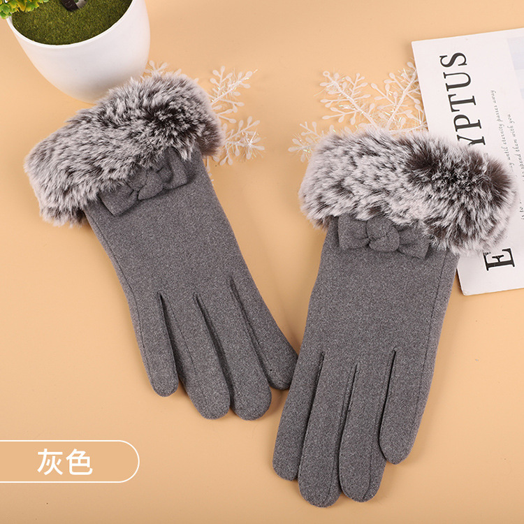 Guantes de las mujeres primavera y otoño invierno pantalla táctil forrado de lana caliente lindo estudiante ciclismo engrosada a prueba de viento guantes fríos