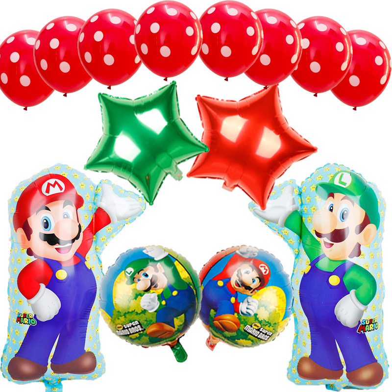 Transfronterizo Mario modelado de globos de aluminio Mario tema juego de cumpleaños diseño de juguete decoración del partido papel de aluminio