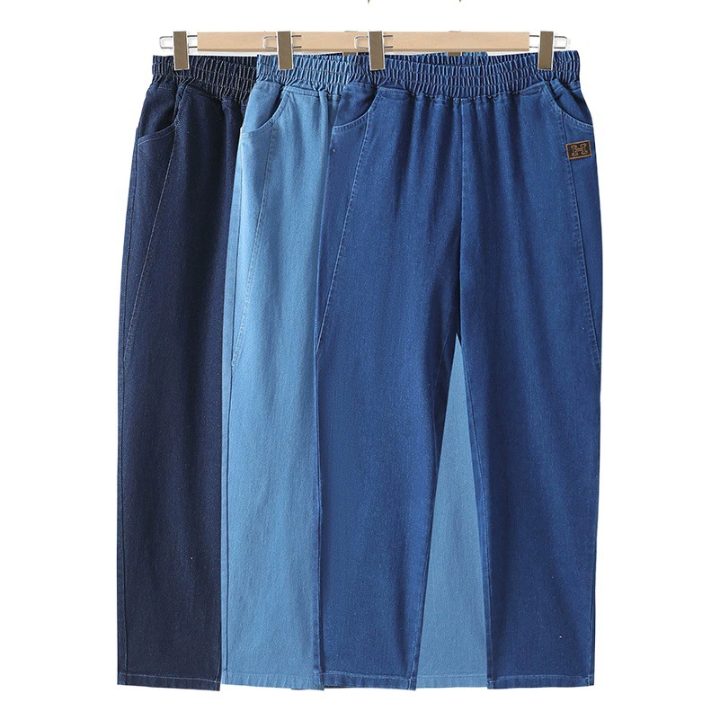 Женские брюки среднего и пожилого возраста весенне-осенние джинсы старые брюки Материнские брюки с высокой талией старая леди летняя бабушка прямые