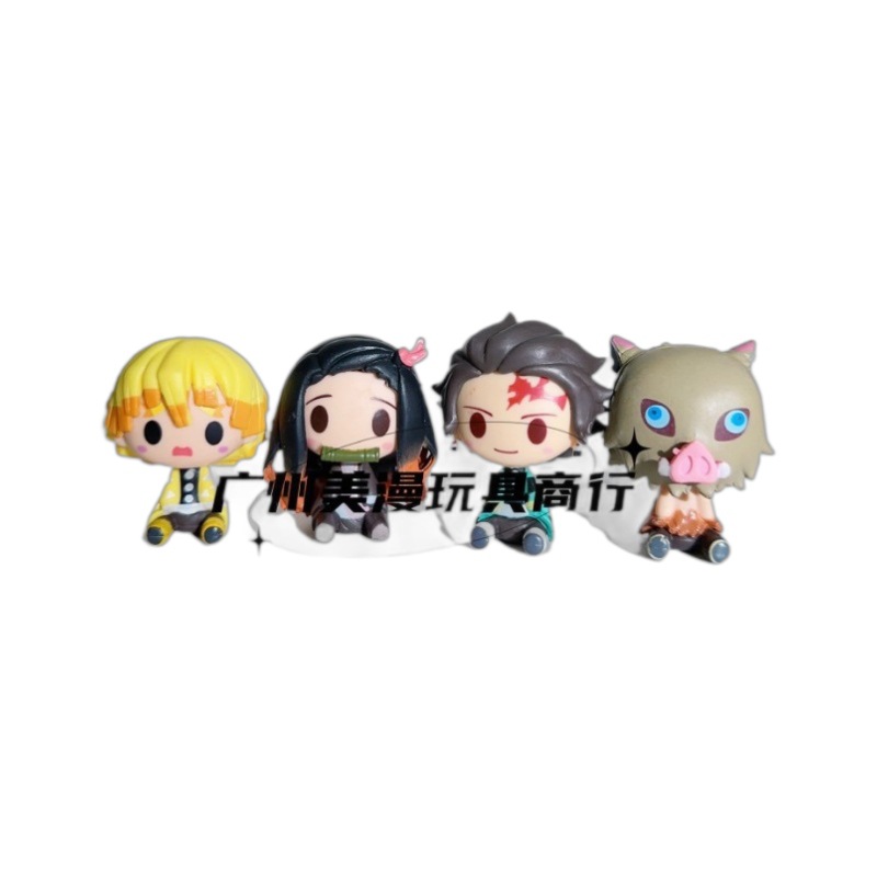 Ghost Blade Juego de 4 piezas Versión Q PVC sólido cabeza grande figura modelo de muñeca de coche decoración de pastel