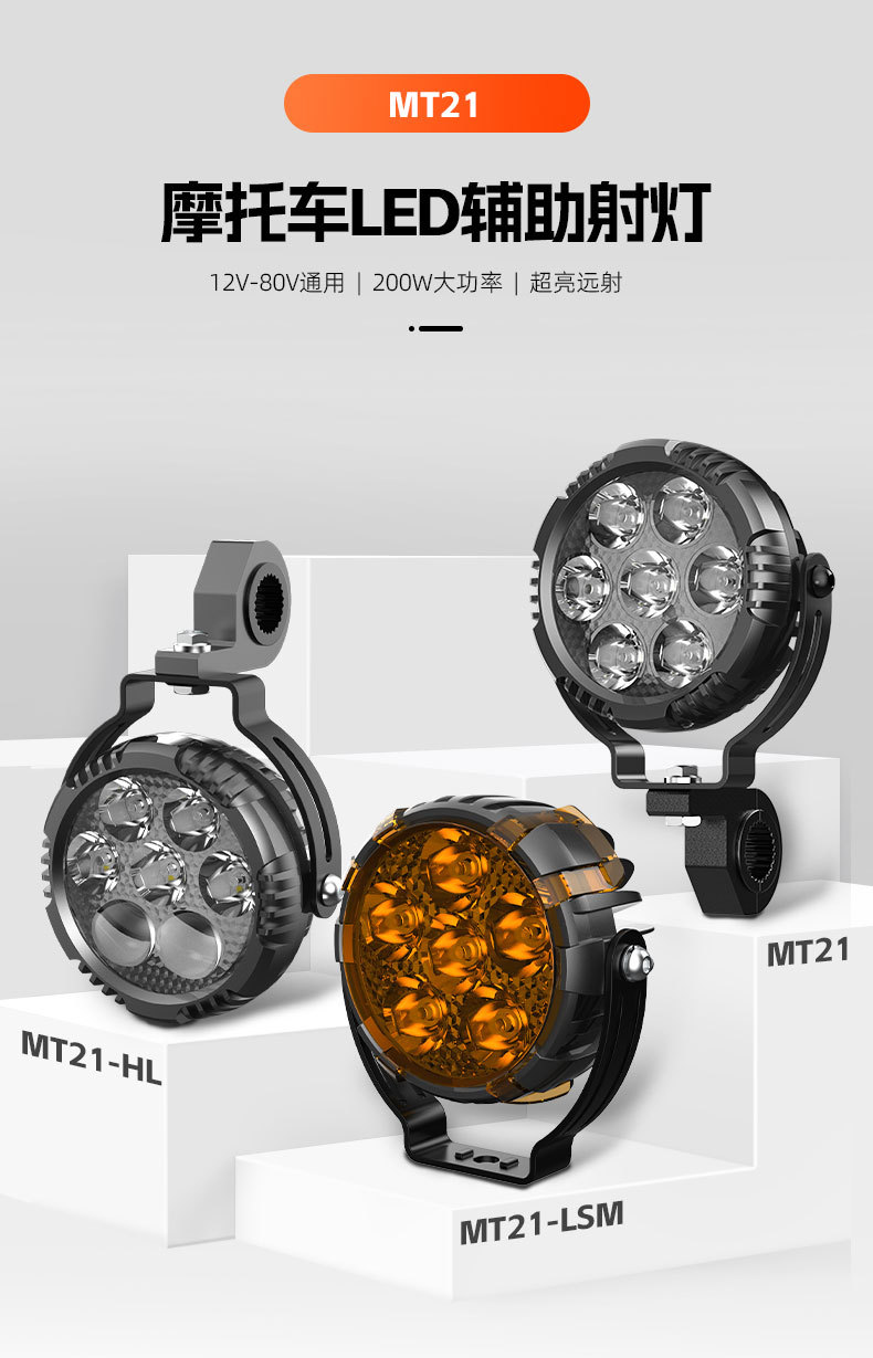 Electric Motorcycle Spotlight Super Bright LED Headlight Car Off-road Light