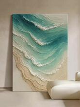 《碧海》手绘质感大海风景装饰画客厅玄关沙发北欧风简约轻奢挂画