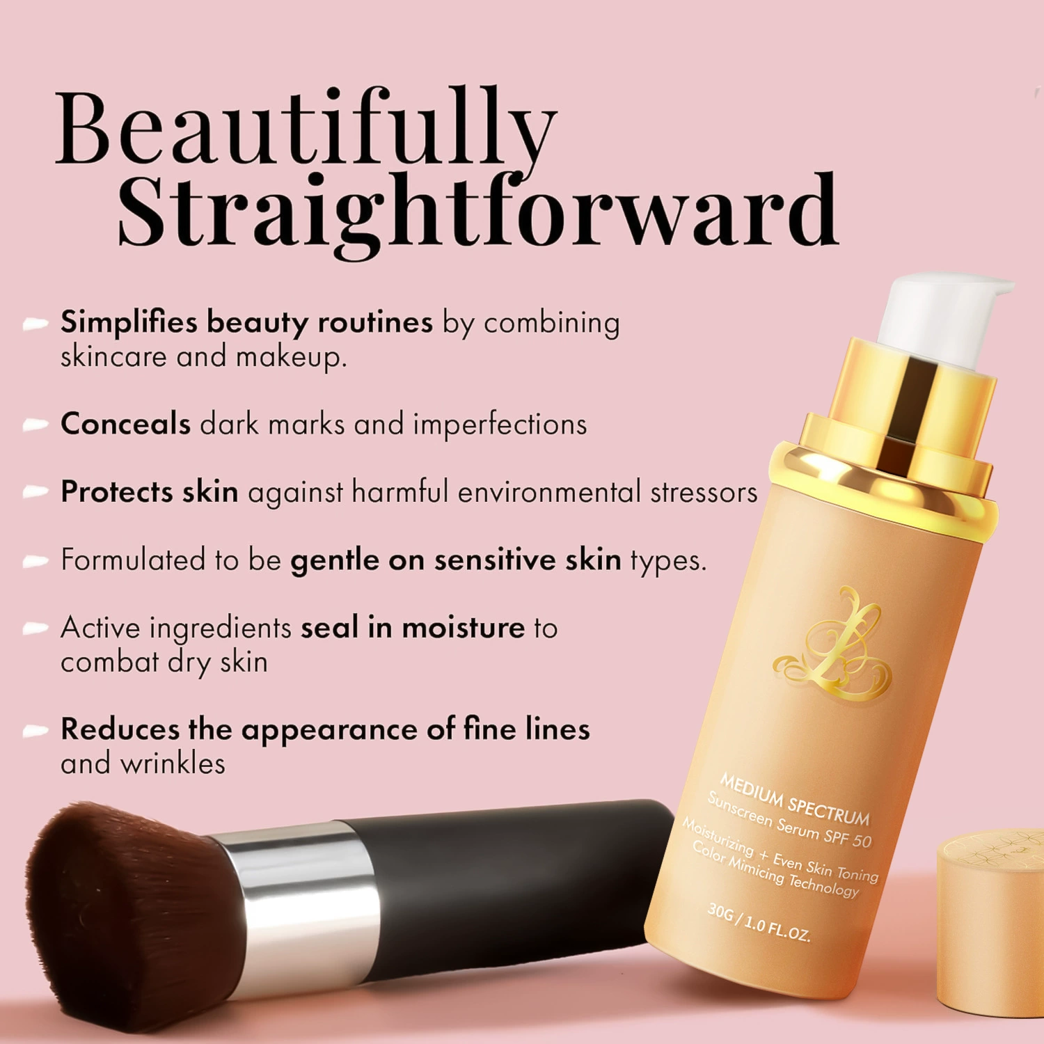 Foundation & Makeup Primer Pack, Sunscreen Serum SPF 50, Medium Spectrum, Moisturizing